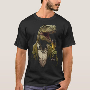Wine Dinosaur T-Rex Drinking Wine Glass White Wine T-Shirt