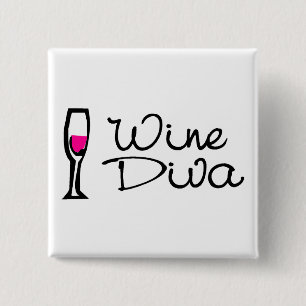 Wine Diva 2 Inch Square Button