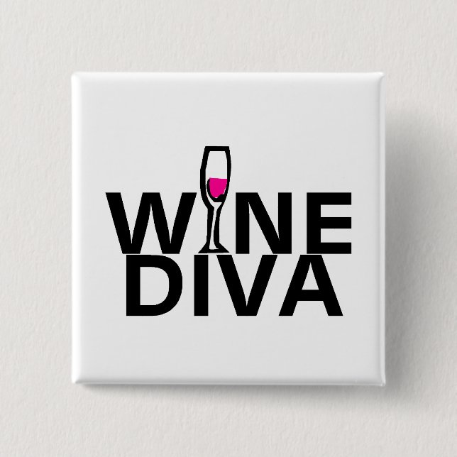 Wine Diva 2 Inch Square Button (Front)