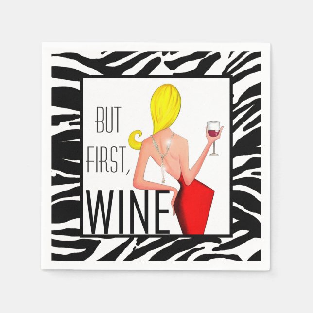 "Wine DIVA" - But first, Wine... Napkin (Front)