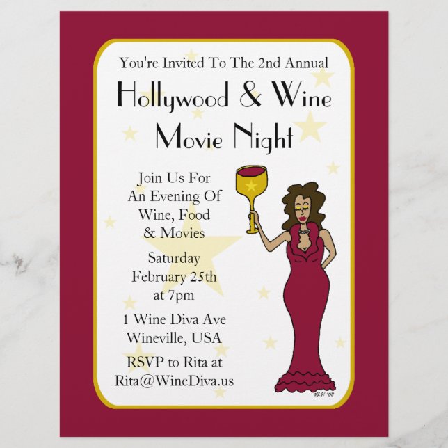 Wine Diva Custom Movie Night Event Flyer (Devant)