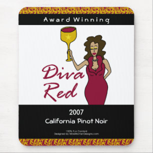 Wine Diva, Diva Red Custom Wine Label Mouse Pad