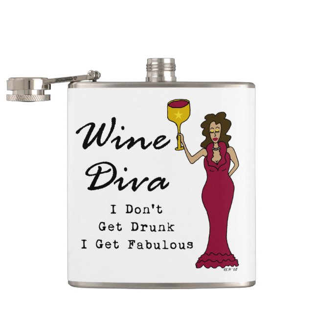 Wine Diva "I Don't Get Drunk, I Get Fabulous" Hip Flask (Opened)