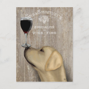 Wine Dog Yellow Labrador Postcard