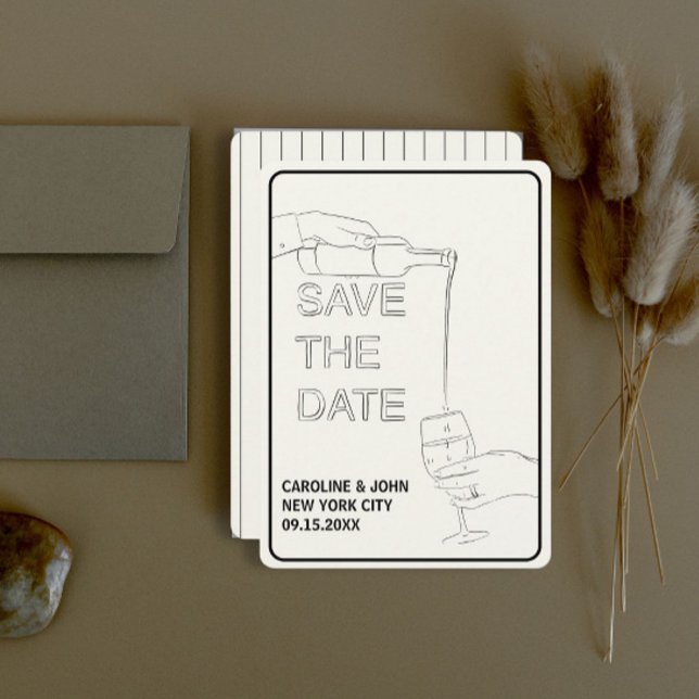 Wine Doodle Wedding Save The Date  Invitation (Creator Uploaded)