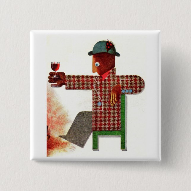 wine drinker AKA oenophile 2 Inch Square Button (Front)