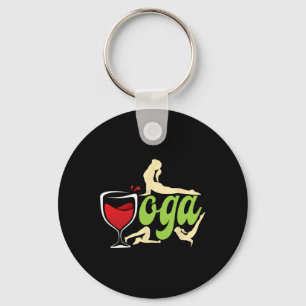 Wine Drinker Wine Yoga Yogis Funny Wine Yoga Keychain