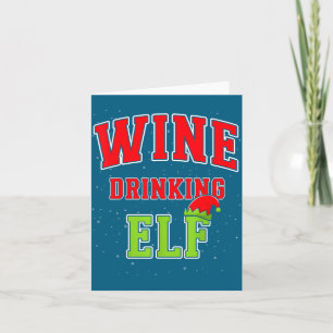 Wine Drinking Elf Christmas Family Matching Group  Card