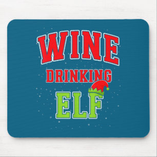 Wine Drinking Elf Christmas Family Matching Group Mouse Pad