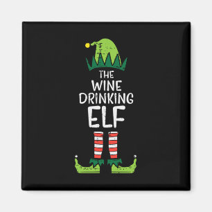 Wine Drinking Elf Xmas Christmas For Family Mom Magnet