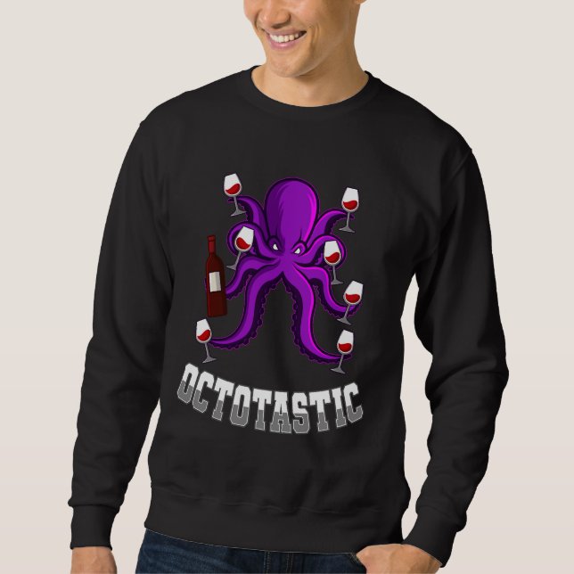 Wine Drinking Octopus Sweatshirt (Front)