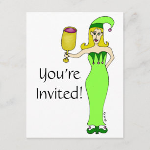 Wine Elf "Drink & Be Merry" Invitation