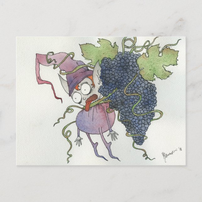Wine fairy - I only drink horizontal text Postcard (Front)