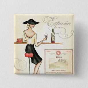 Wine Fashionista 2 Inch Square Button