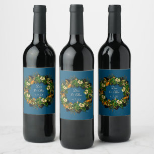 Wine Favor Personalized Flowers Stamp Wine Label