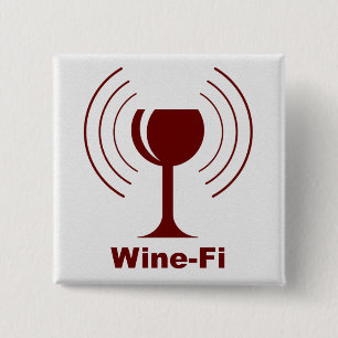 Wine-Fi Waves Burgundy Wine Glass 2 Inch Square Button