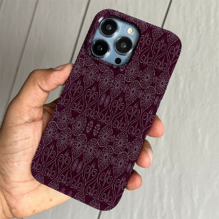 Wine fibrous textile octopus seeds patterned iPhone 13 pro case