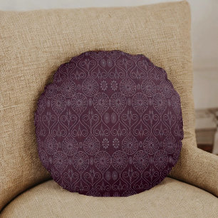 Wine fibrous textile octopus seeds patterned round pillow