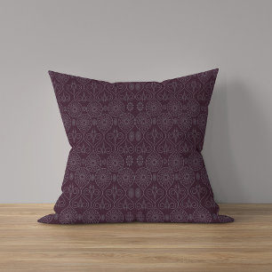 Wine fibrous textile octopus seeds patterned throw pillow