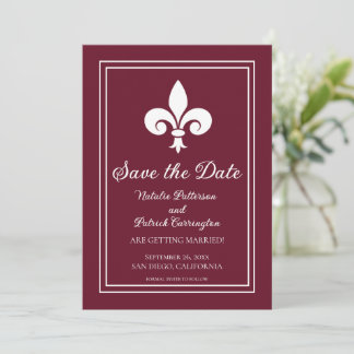 Wine Fleur de Lis Save the Date Invite