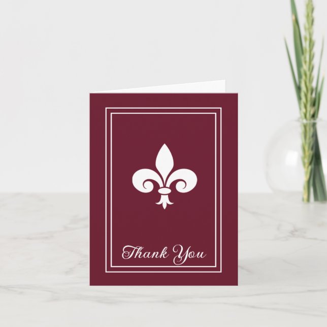 Wine Fleur de Lis Thank You Card (Front)