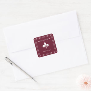 Wine Fleur de Lis Wedding Stickers