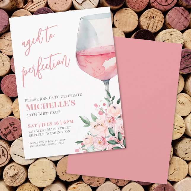 Wine Floral 50th Birthday Party Invitation (Wine Floral 50th Birthday Party Invitation)