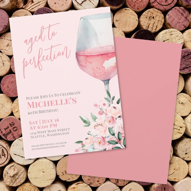 Wine Floral 60th Birthday Party Invitation (Wine Floral 60th Birthday Party Invitation)