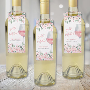 Wine Floral Birthday Party Bottle Tag