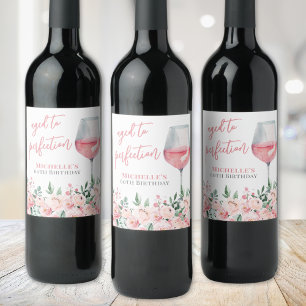 Wine Floral Birthday Party Label