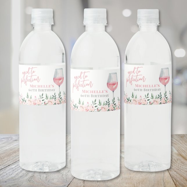 Wine Floral Birthday Party Water Bottle Label (Wine Floral Birthday Party Water Bottle Label)
