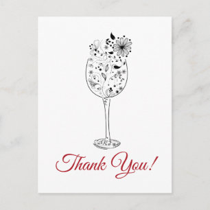 wine,  floral thank you card