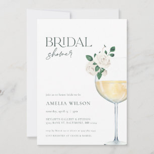 Wine & Florals Minimalist Bridal Shower Invitation