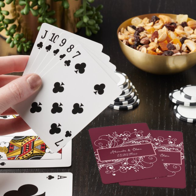 Wine Flourish Wedding Favour Playing Cards (In Situ)