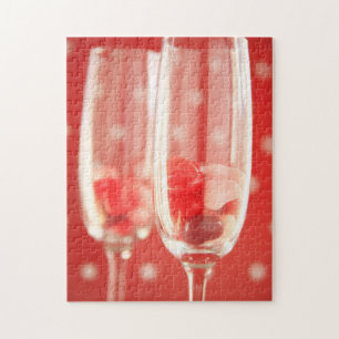 Wine flutes with heart candies jigsaw puzzle