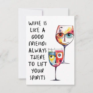 Wine funny quote for friend thank you card