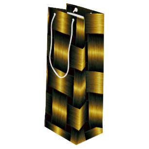 Wine Gift Bag with Faux Golden metal Lattice