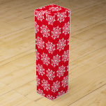 Wine Gift Box-Christmas Snowflakes Wine Box<br><div class="desc">This wine gift box is shown in a festive Christmas holiday red and white snowflakes print.
Customize this box or buy as is.</div>