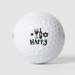 Wine glass and bottle happy  golf balls