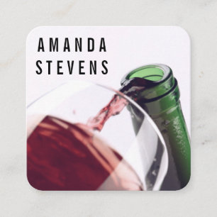 Wine Glass and Bottle Square Business Card