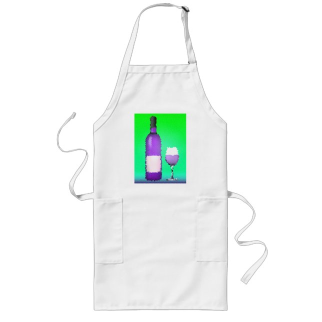 wine glass and bottle : stained glass long apron (Front)