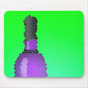 wine glass and bottle : stained glass mouse pad