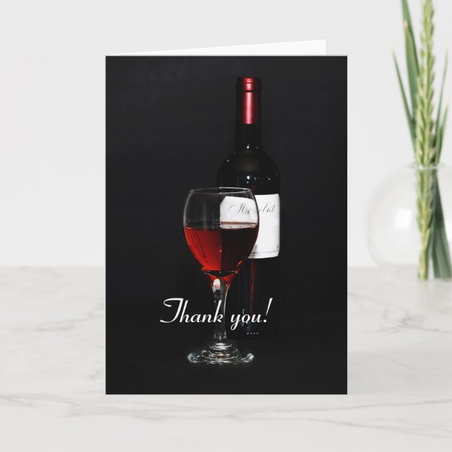Wine glass and bottle - thank you card (Front)
