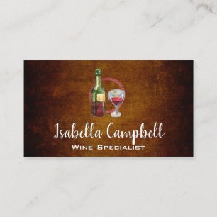 Wine Glass and Bottle   Vintage Background Business Card