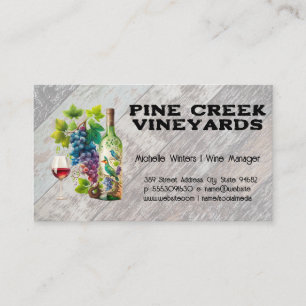 Wine Glass and Bottle Winery Rustic Wood Business Card