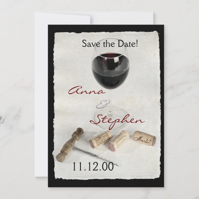 Wine glass and corks invitation (Front)