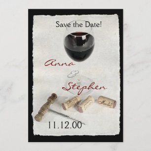 Wine glass and corks invitation