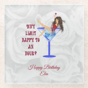 Wine Glass And Girl Coaster