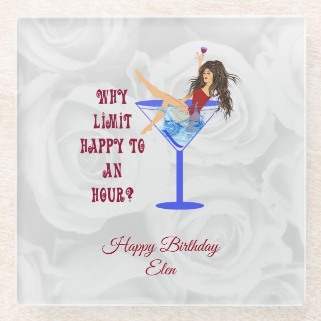 Wine Glass And Girl Coaster (Front)