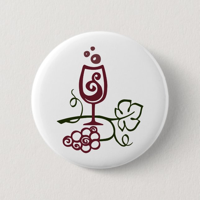 Wine Glass and Grapes 2 Inch Round Button (Front)